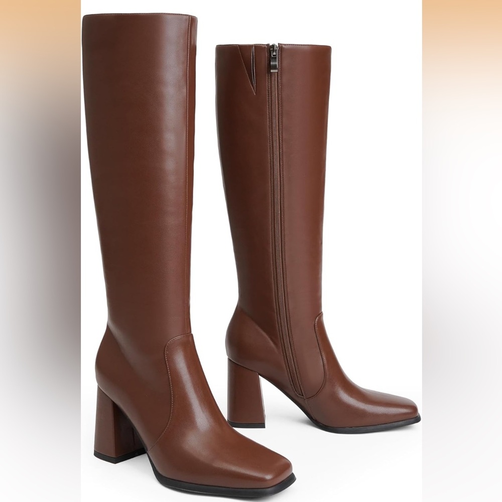 Women's Brown Over-the-Knee Block Heel Boots
